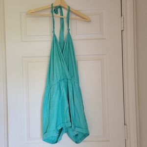 Turquoise backless romper - versatile - Size XS